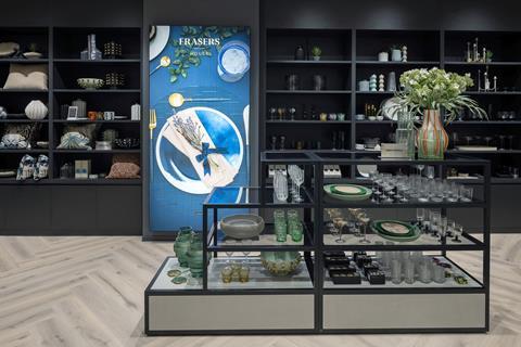 Homewares on display at Frasers Norwich store